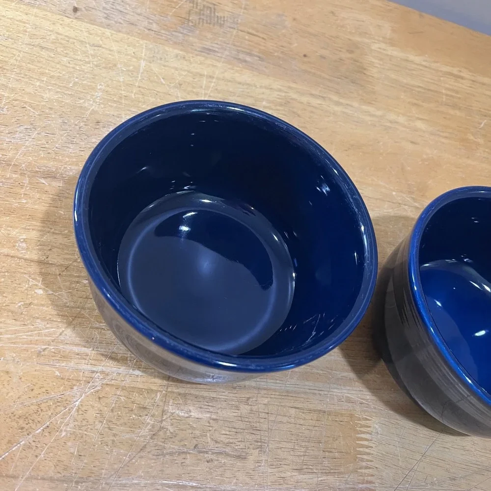 Fiesta‎ Cobalt Blue Chili Soup Gusto Bowls Set of 2 Ceramic Vtg MCM Art Deco 5